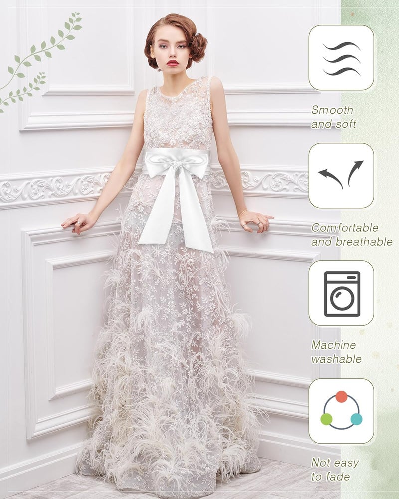 Glitopper Women Satin Waist Belts Dress Sash Waist Belt for Special Occasion Bridal Wedding Prom Formal 3.5'' Wide - Image 3